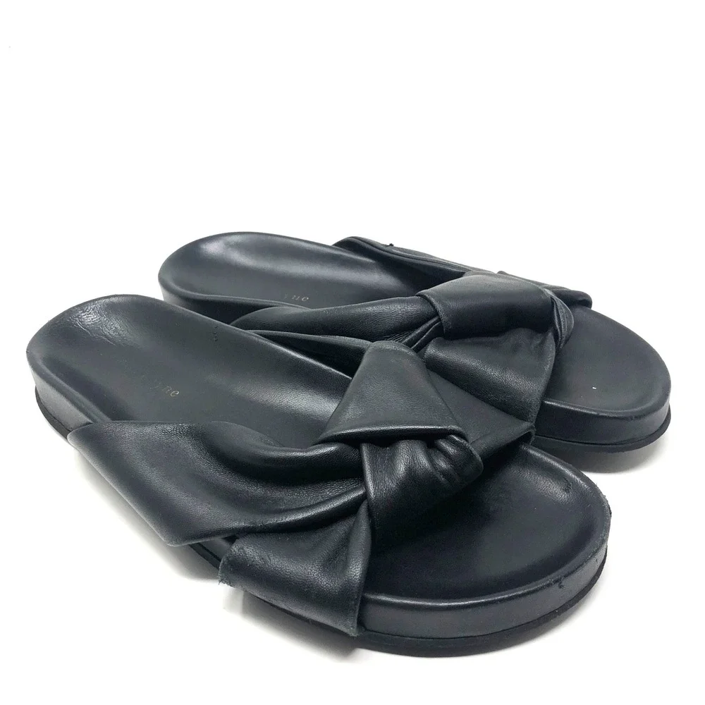 Jenni Kayne Leather Knot Sandal Womens 41 US 10.5 Black Chunky Romantic Boho